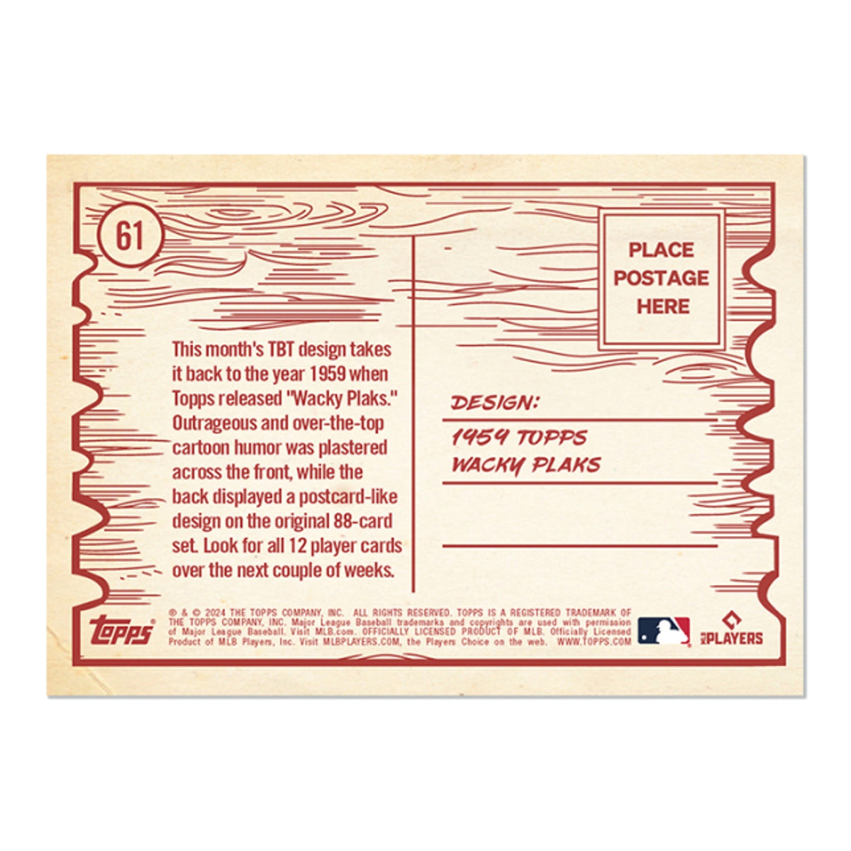 62 Mookie Betts 2024 Throwback Thursday Topps- Wacky Plaks PR:1035