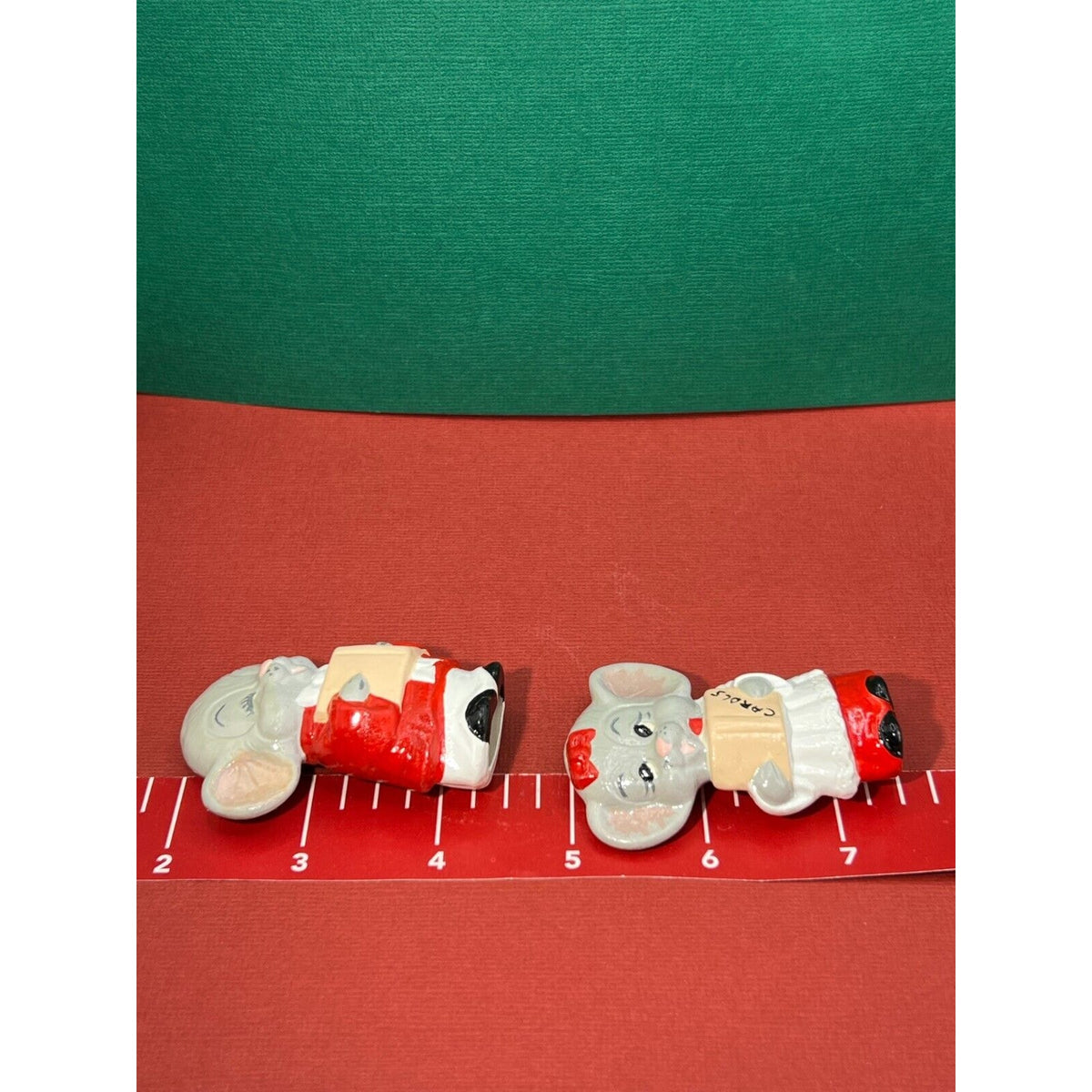 Church Mice Christmas Carolers Ceramic Vintage 2pc Set