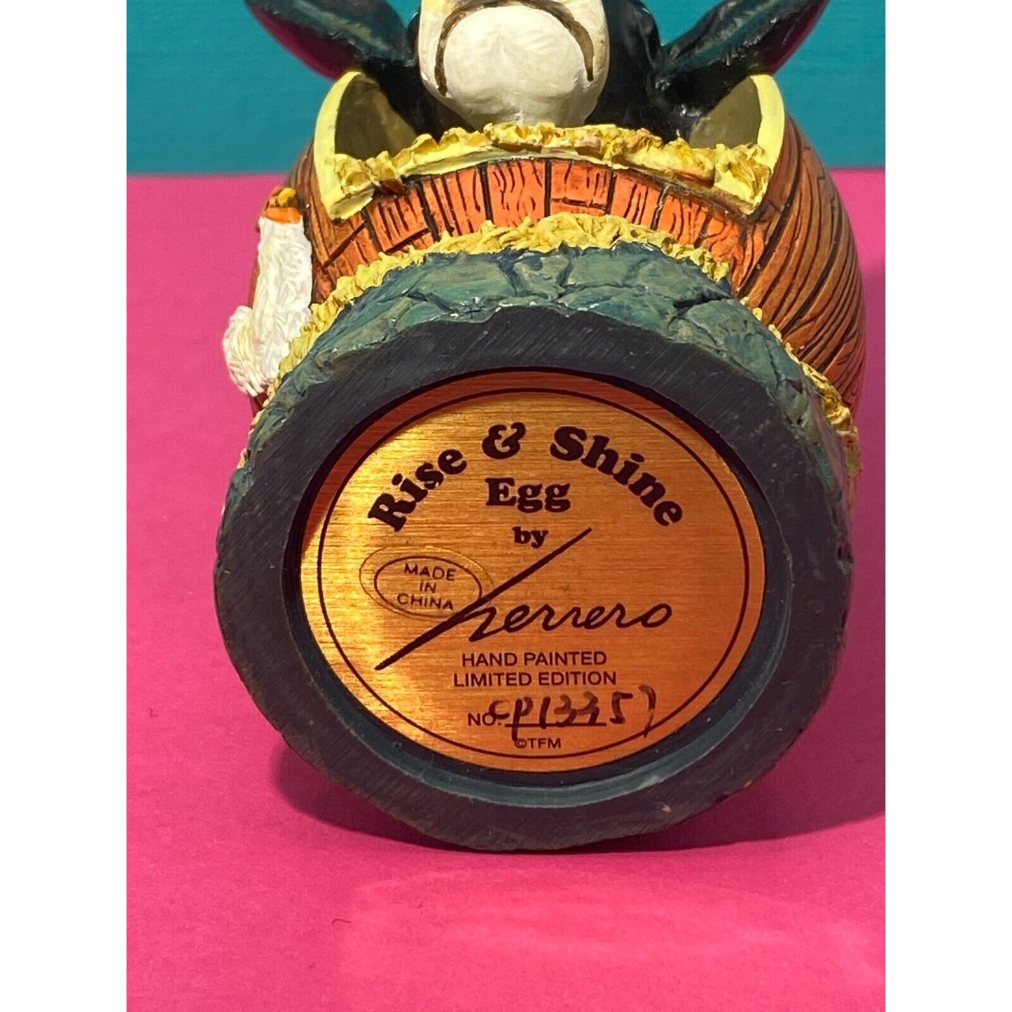 Handpainted Herrero Limited Edition Rise and Shine Egg Cow Chicken Figurine