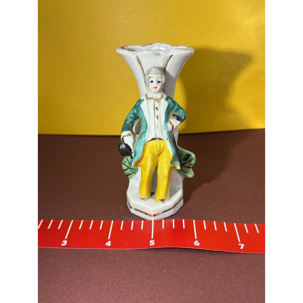 VINTAGE HAND PAINTED PORCELAIN VICTORIAN YOUNG MAN VASE Occupied Japan