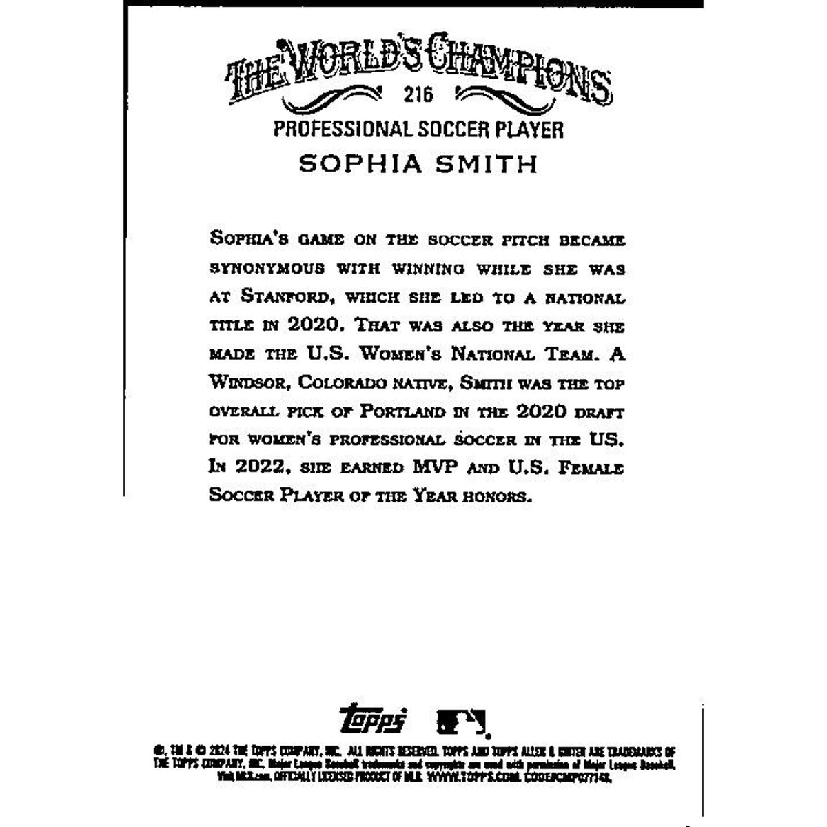 2024 Topps Allen & Ginter #216 Sophia Smith Portland Thorns