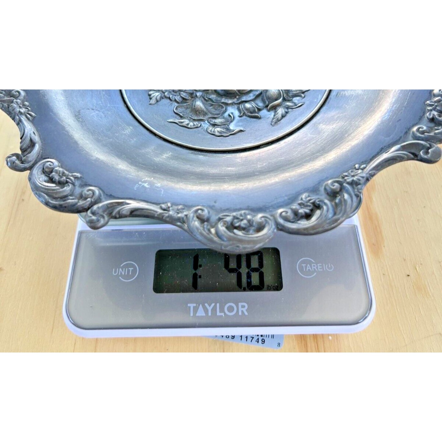 Roses Decorative Pewter Four Claw Footed Plate