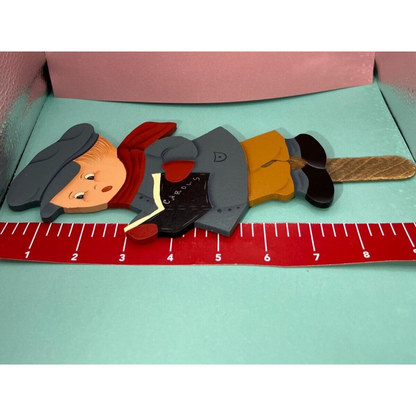 Artisan Hand Painted Wooden Boy & Girl Singing Carols Christmas Caroling