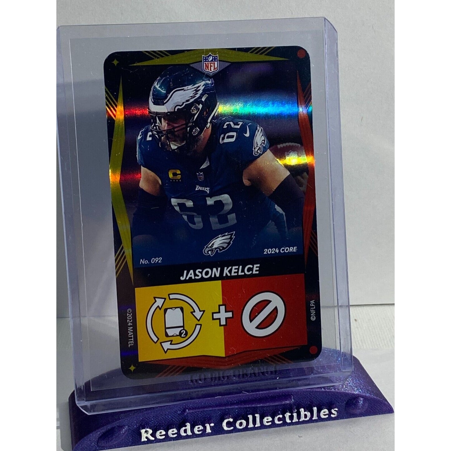 2024 Uno Elite #092 Jason Kelce Philadelphia Eagles DUAL HOLO Yellow/Red SSP