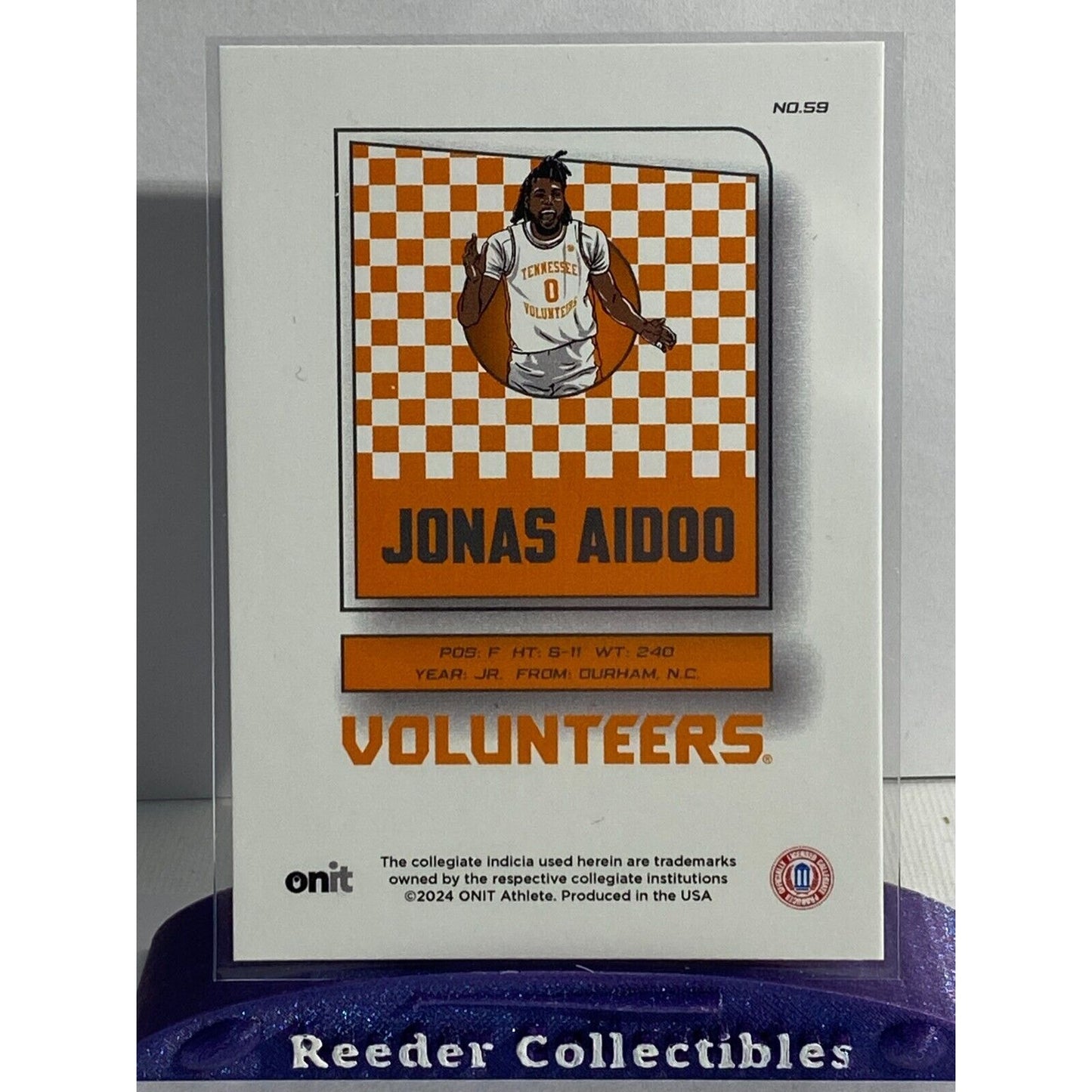 Jonas Aidoo 2023-24 Onit Tennessee Volunteers Basketball #59 Icon HOLO