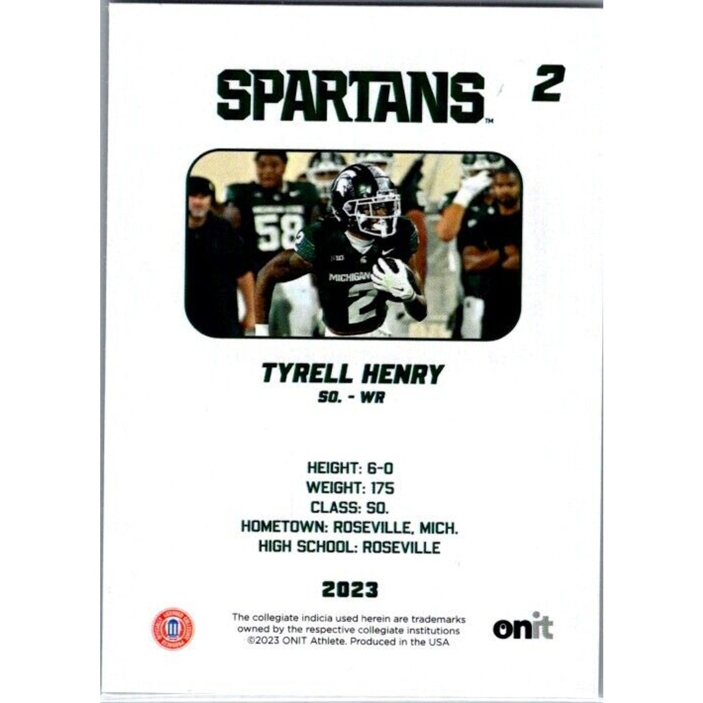 2023 Onit Football Tyrell Henry Michigan State Spartans