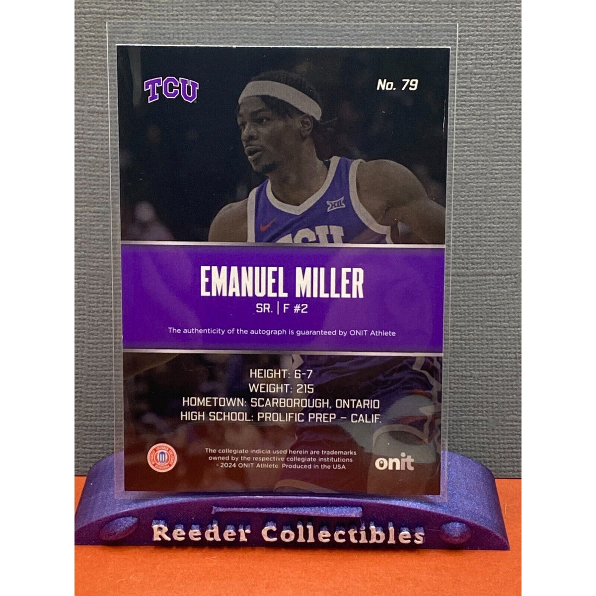 Emanuel Miller 2023-2024 Onit #79 Purple 72/110 TCU Texas Christian Auto