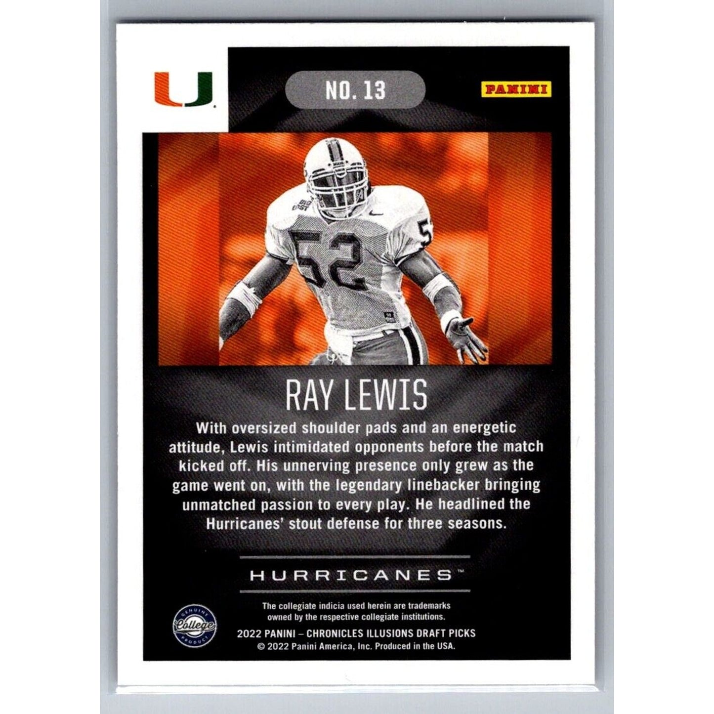 2022 Panini Chronicles Draft Picks #13 Ray Lewis Illusions
