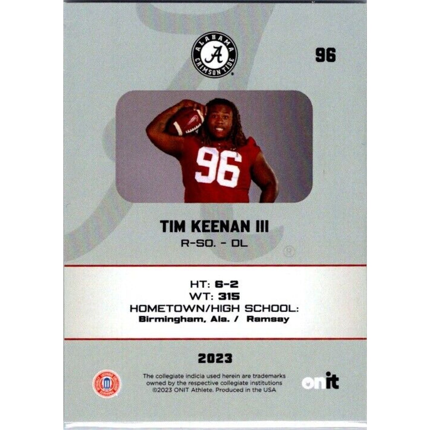 2023 Onit Football Tim Keenan III Alabama Crimson Tide