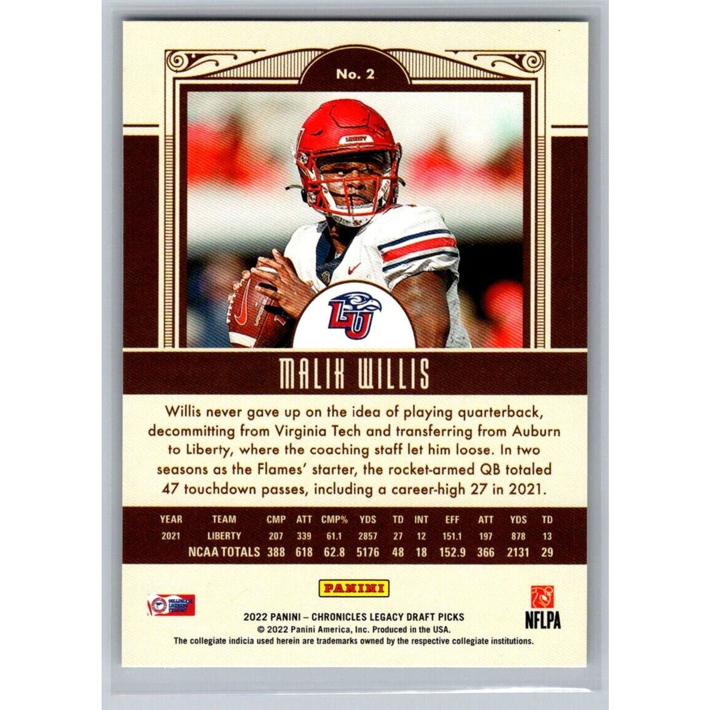 2022 Panini Chronicles Draft Picks #2 Malik Willis Legacy Rookies