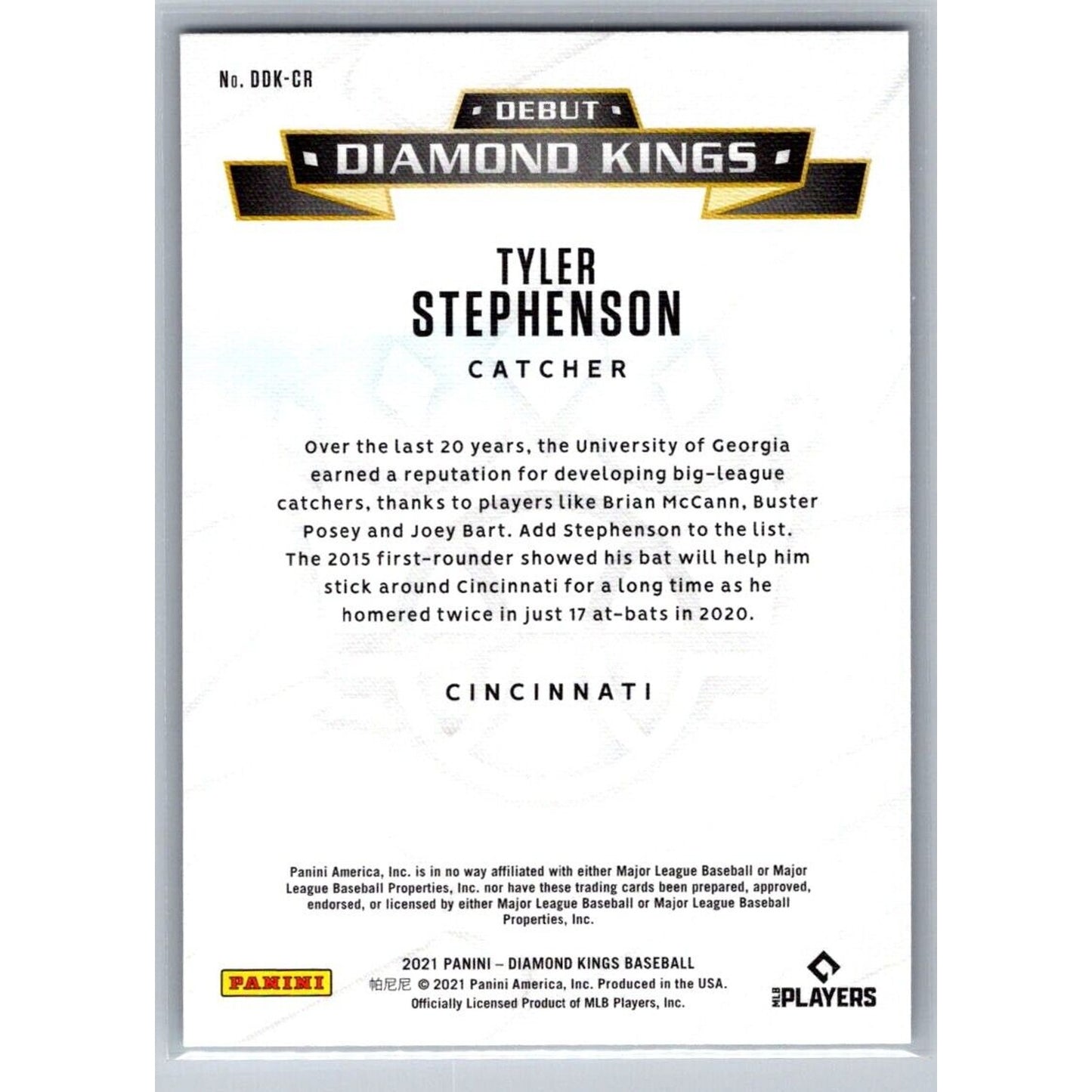 2021 Panini Diamond Kings #DDK-CR Tyler Stephenson Debut Cincinatti Reds