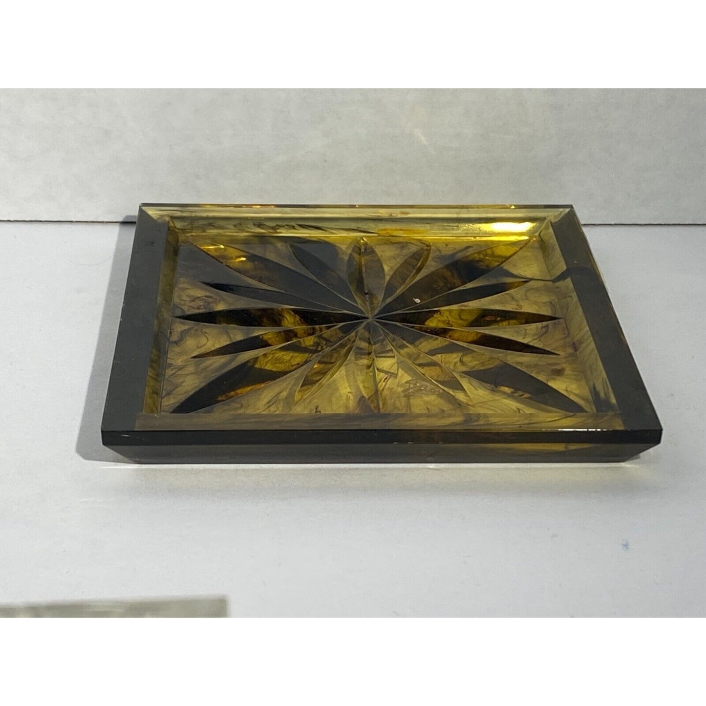 Amber Coaster Set Plastic Vintage 8piece plus Clear cracked Storage see photos