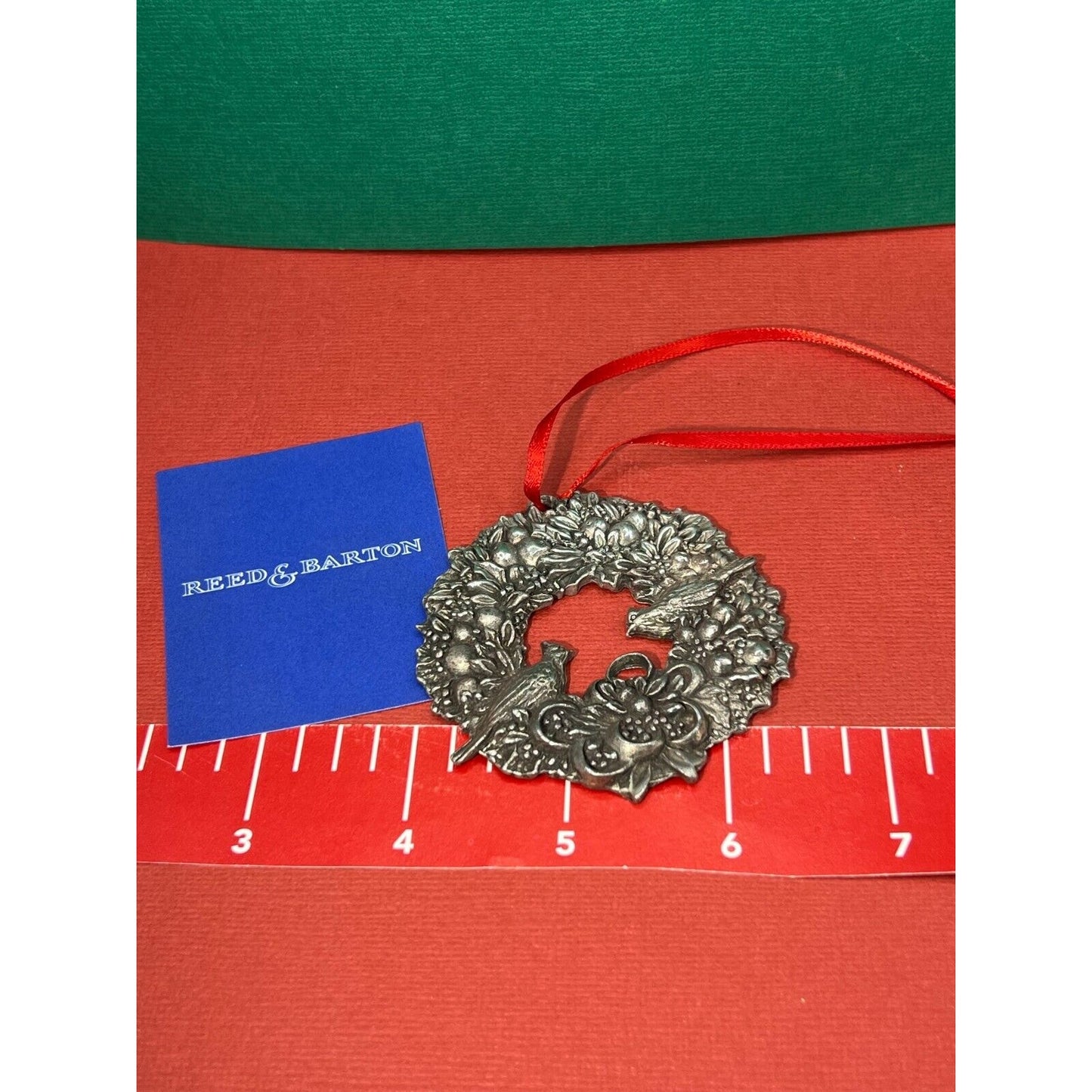 Reed and Barton Cardinal Wreath Christmas Tree Metal Ornament