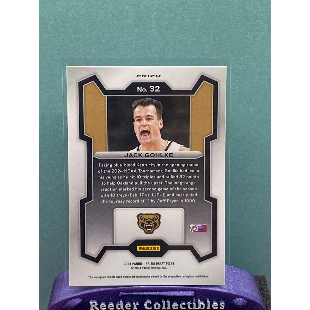 Jack Gohlke 2024 Prizm Draft Picks #32 Rookie Orange Ice RC Oakland Bears