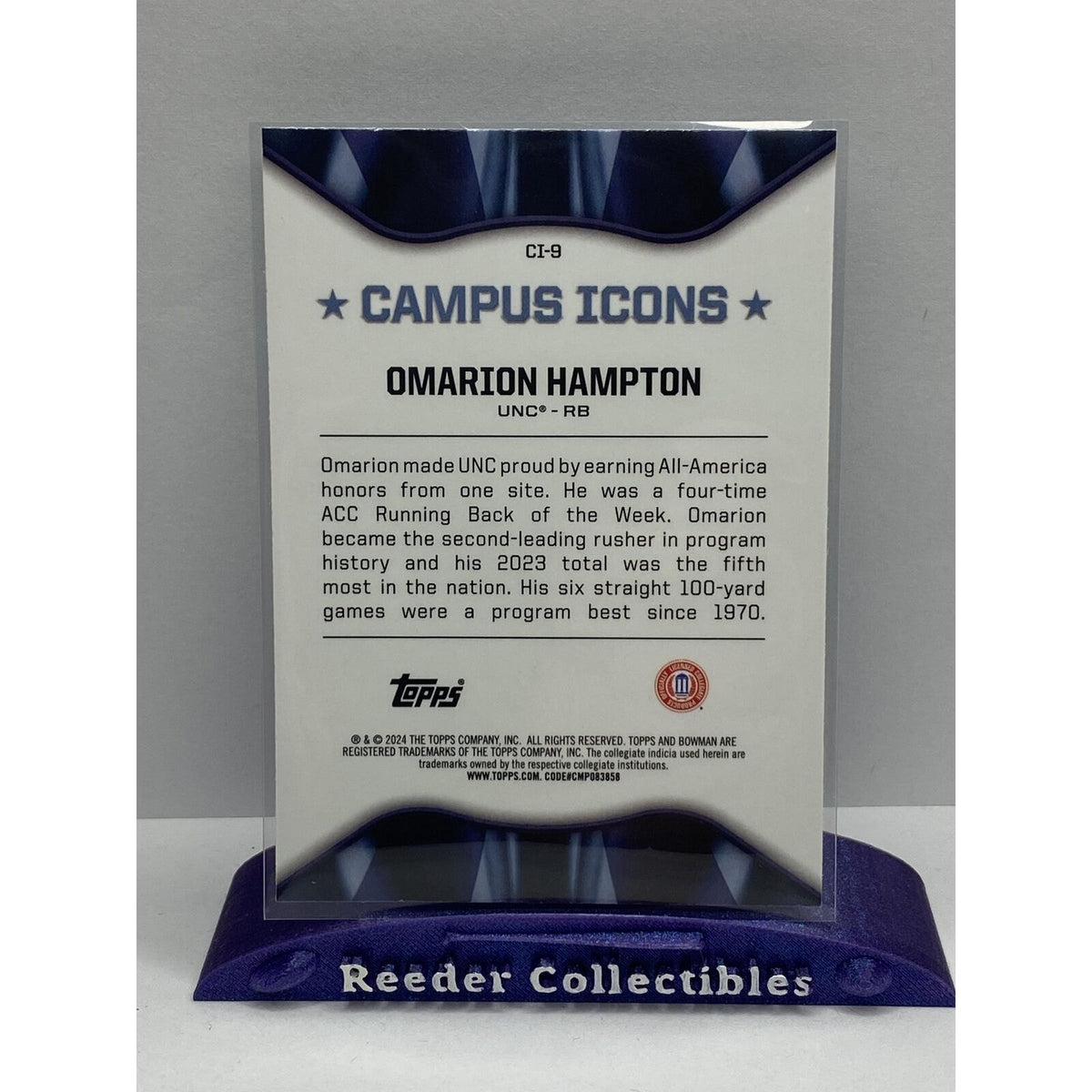 2024 Bowman U Chrome #CI-9 Omarion Hampton UNC Campus Icons