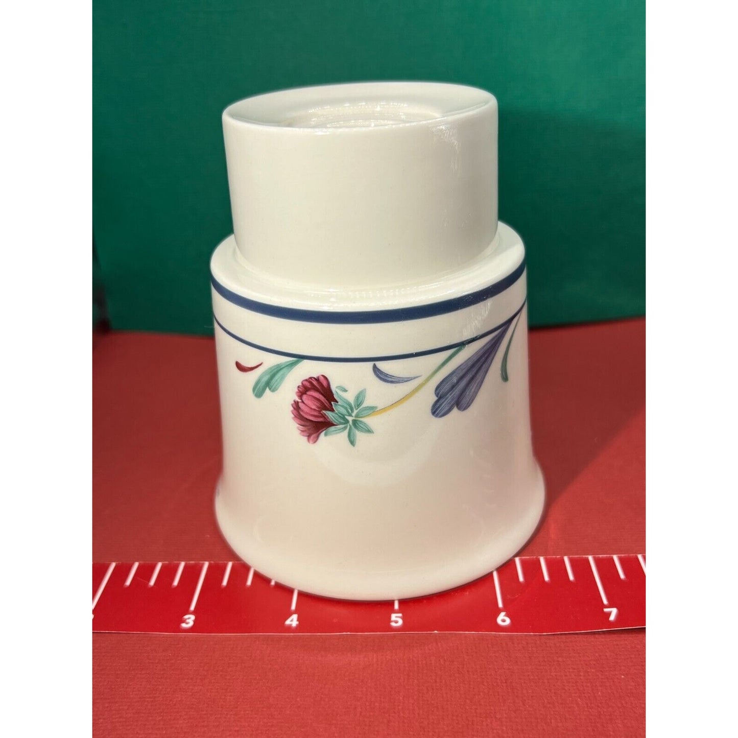 Lenox Poppies on Blue Pattern Pair of Hurricane Lamp Candle Holders with Globes