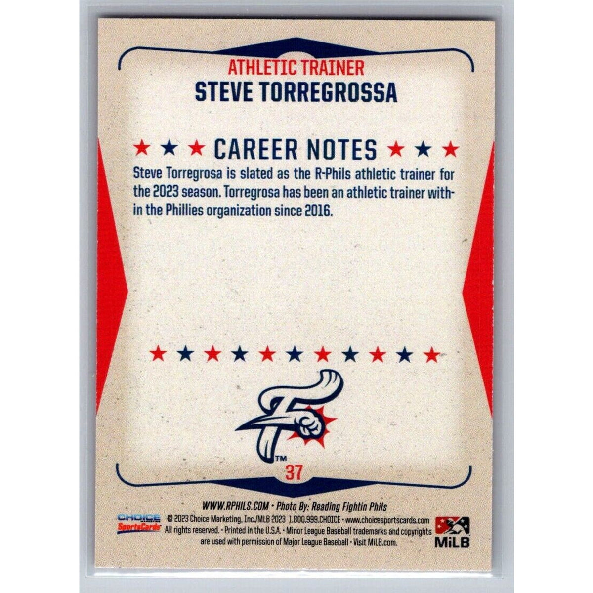 2023 Choice Reading Fightin Phils Update #37 Steve Torregrossa