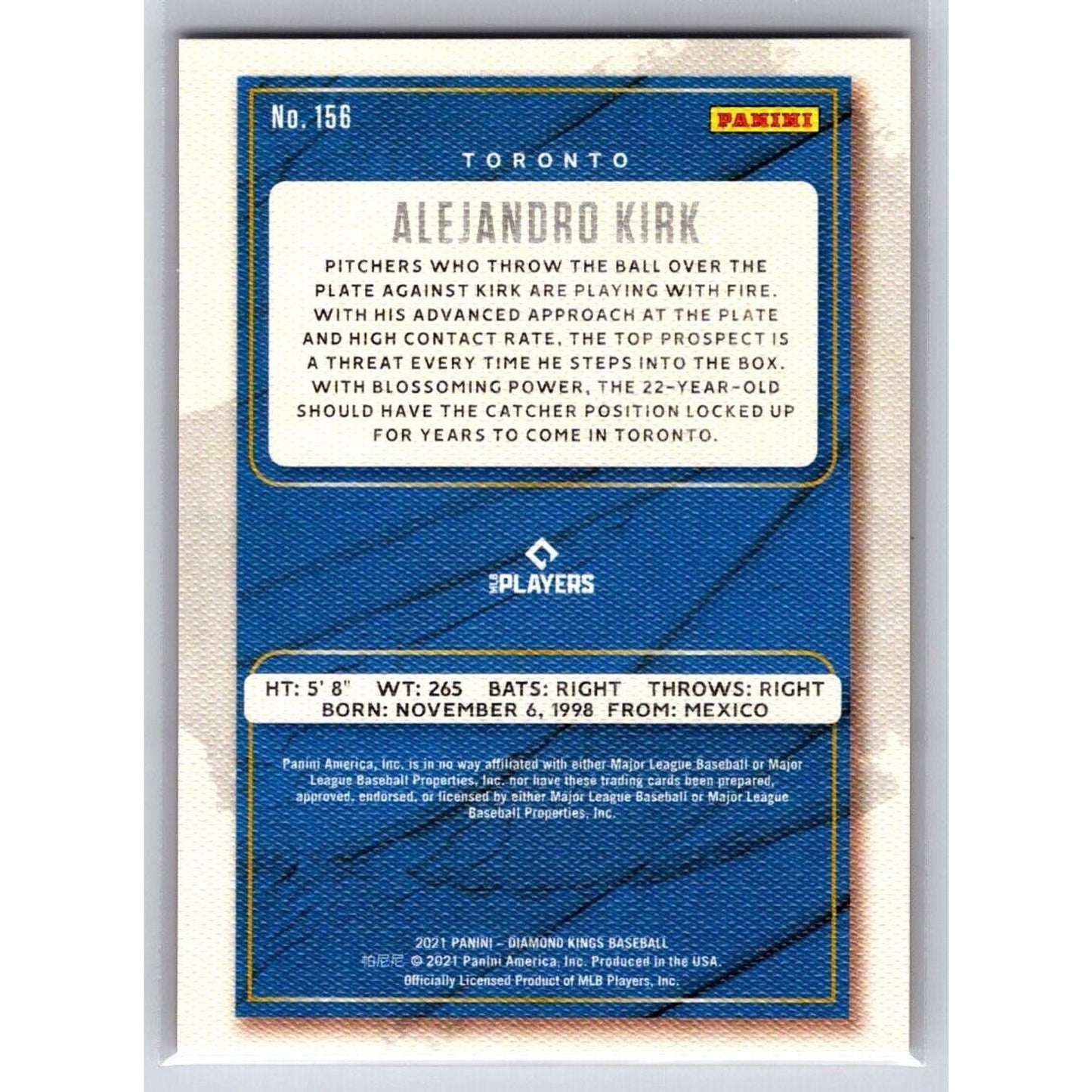 2021 Diamond Kings #156 Alejandro Kirk Red Frame