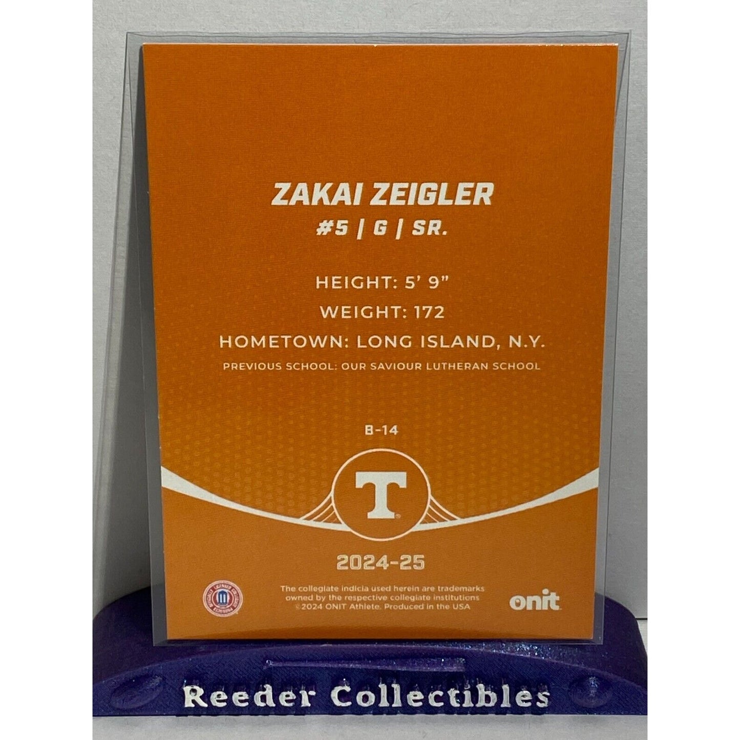 Zakai Zeigler 2024-25 Onit B-14 Tennessee Volunteers Basketball Base