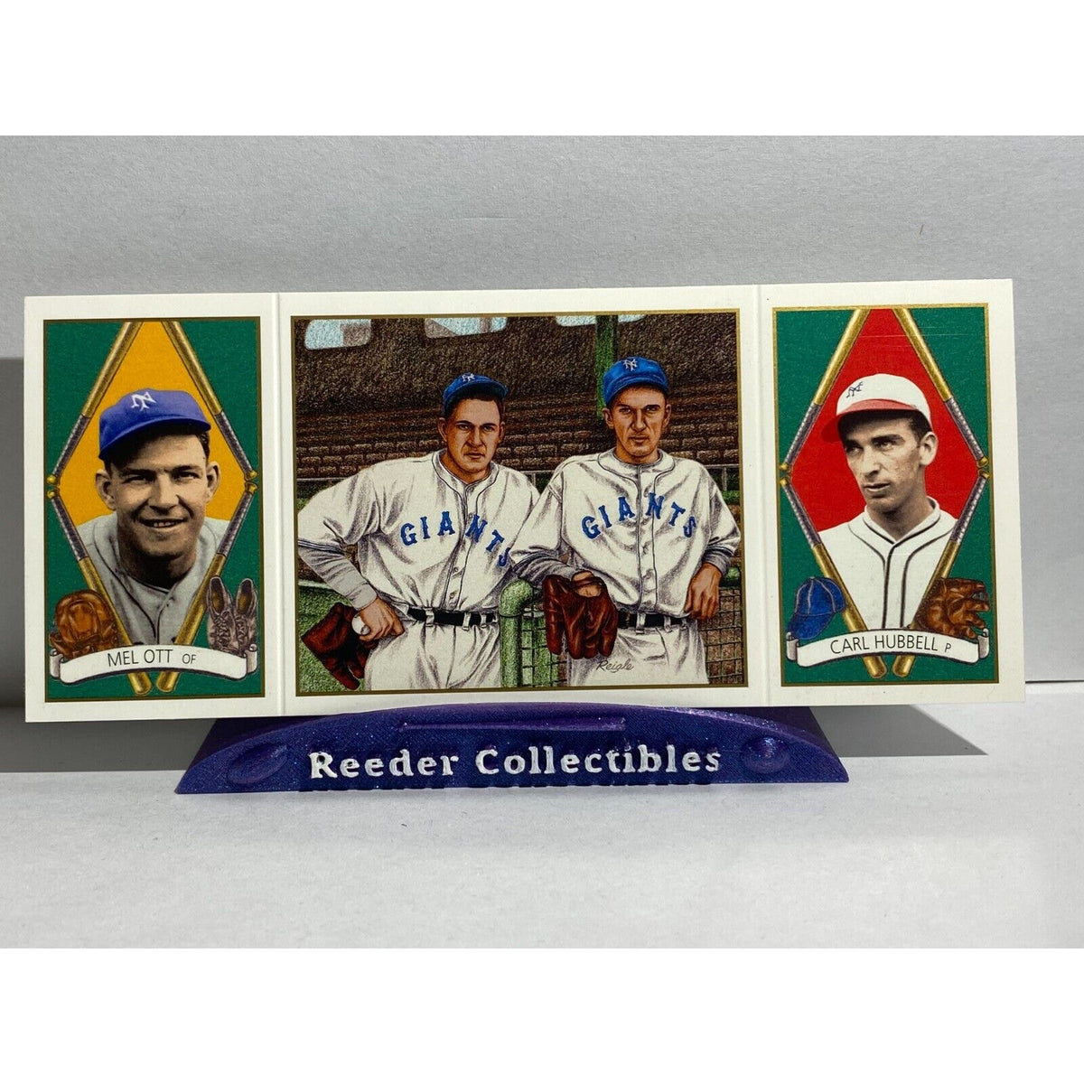 Mel Ott Carl Hubbell 1993 Upper Deck Tri Fold BAT New York Giants