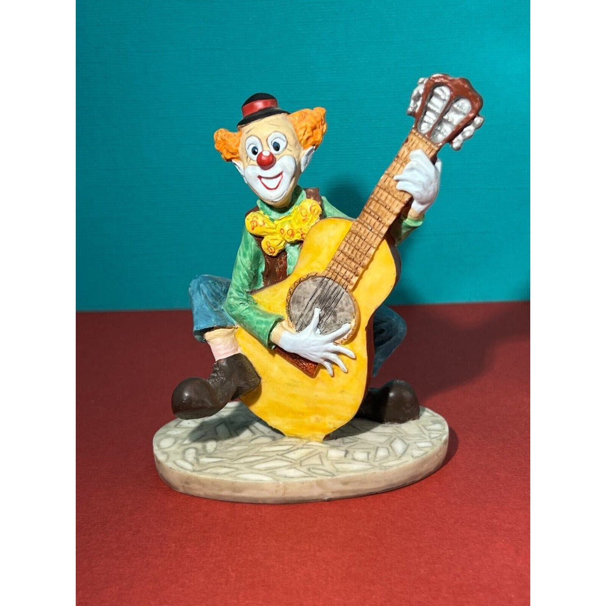 Stone Ave Collectors Clown Figurines, Guitar and Puppies Lot of Two