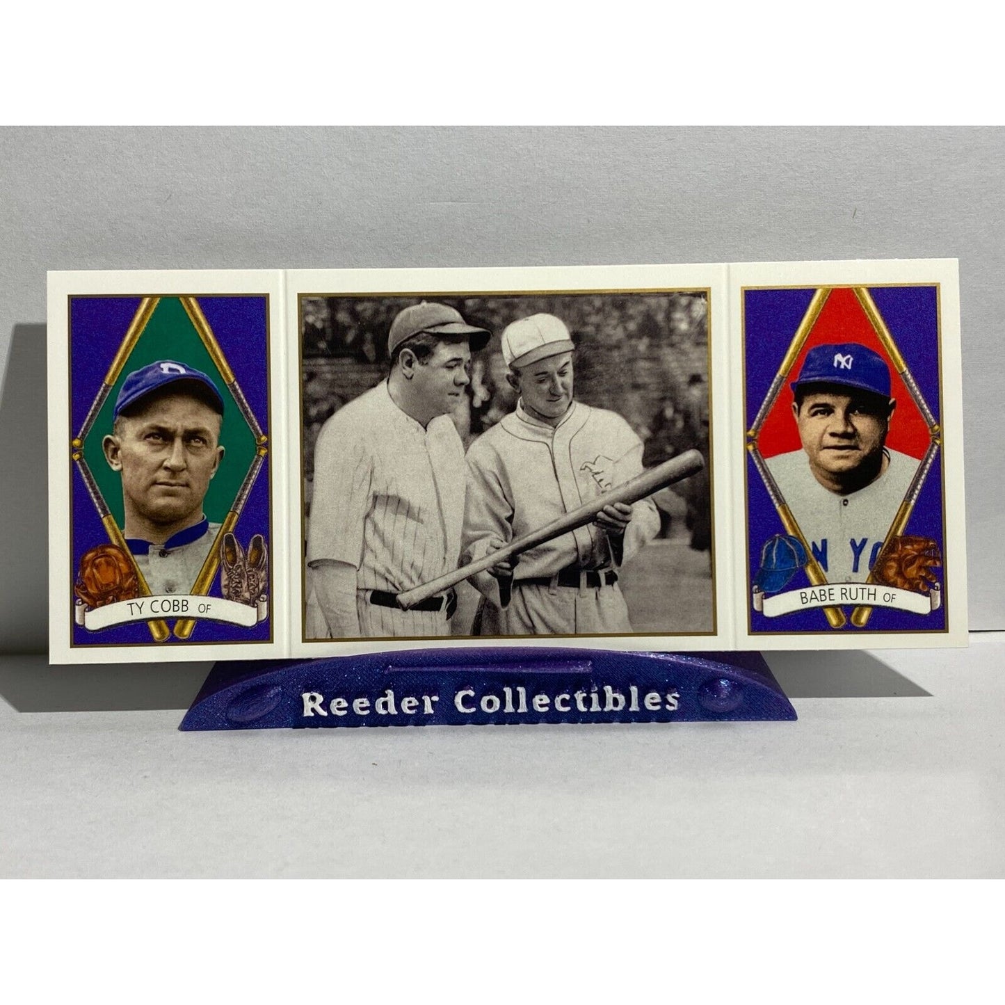 Ty Cobb Babe Ruth 1993 Upper Deck Tri Fold BAT NY Yankees Detroit Tigers