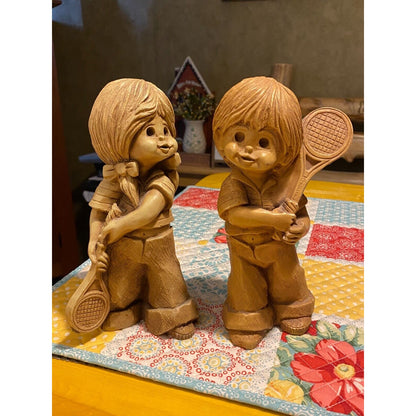 Bill Mack Fannykin Sculptures Boy Backhand & Girl Forehand 1977 Lot of 2