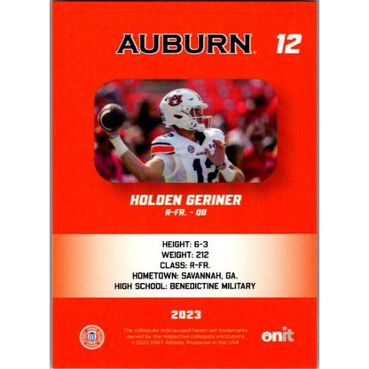 2023 Onit Football Holden Geriner Auburn Tigers