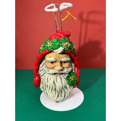 Victorian Santa Christmas Ornament - Santa Head Ornament 4.5" h