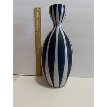 Haganas Blue and White Vase Made in Sweden 11"h