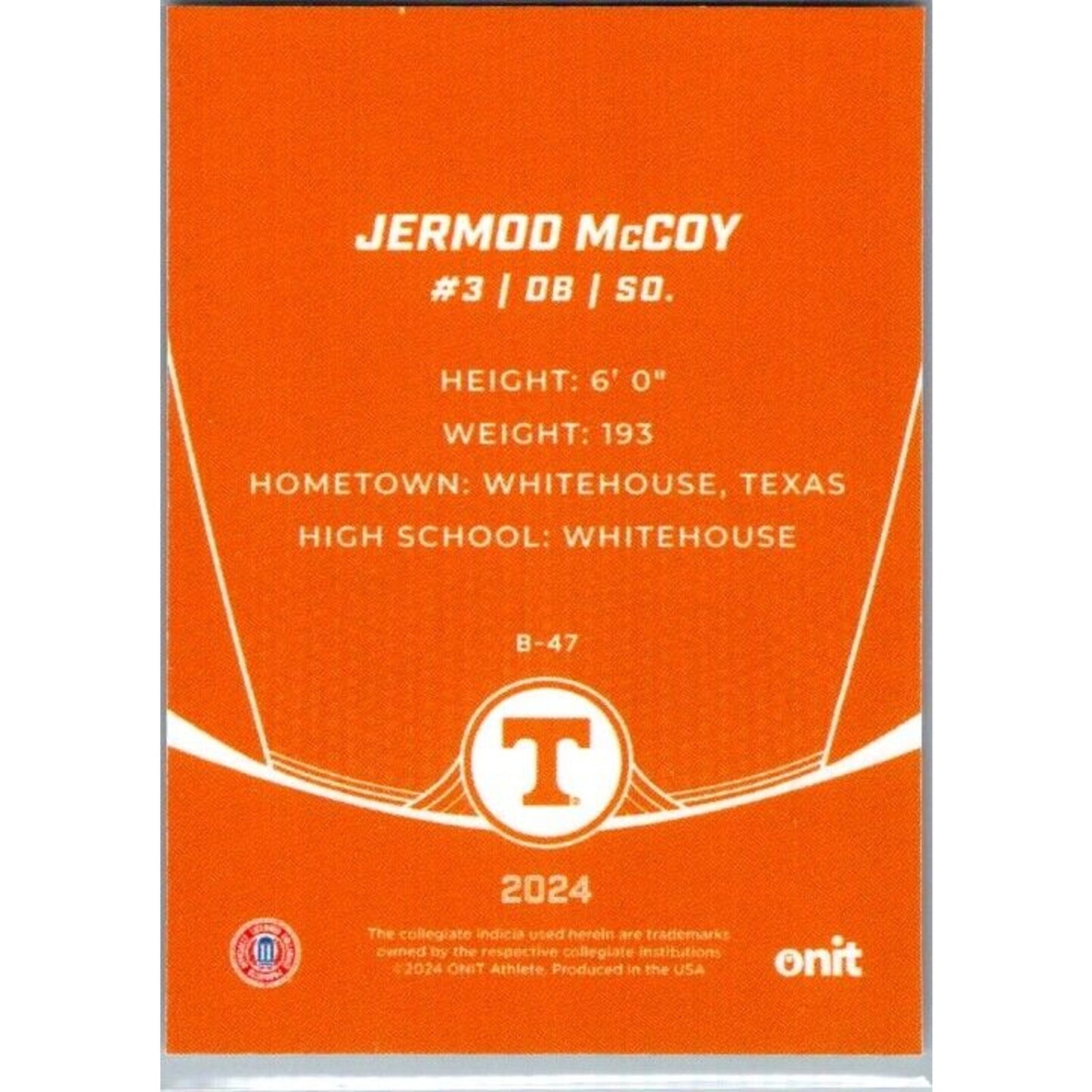 2024 Onit Football #B-47 Jermod McCoy Tennessee Volunteers