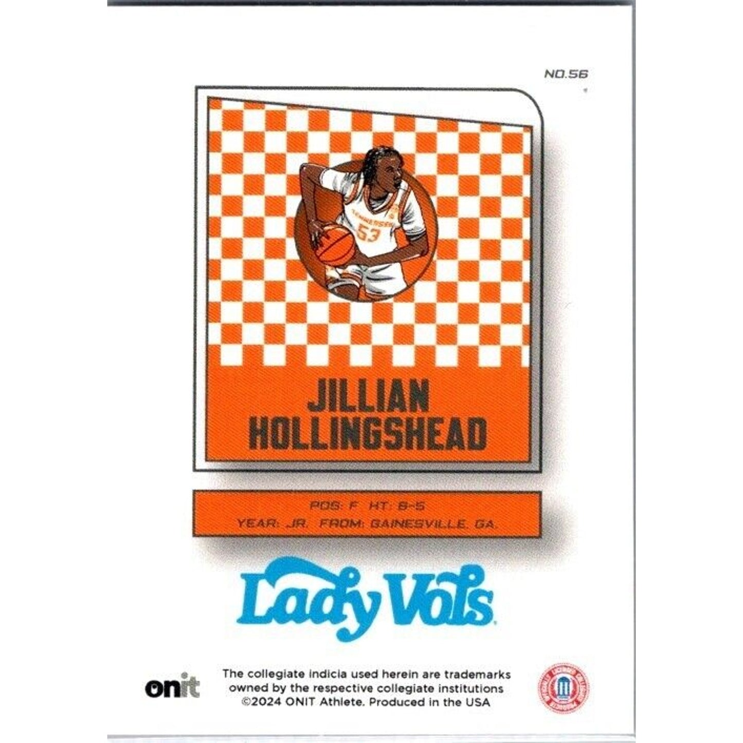 23-24 Onit #56 Jillian Hollingshead Tennessee Volunteers Lady Vols Icon Holo