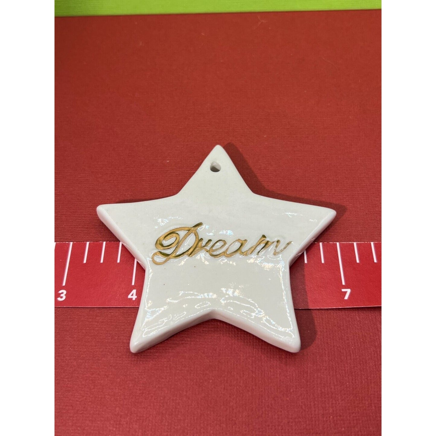 Ceramic Dream Star Christmas Ornament Cream Star Gold Lettering