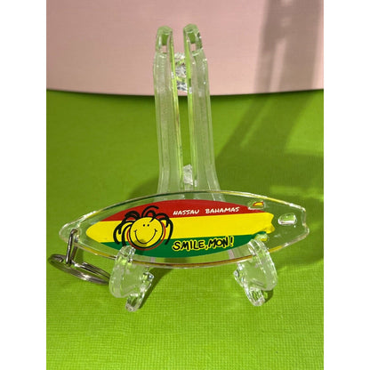 Nassau Bahamas Smile, Mon! Keychain Rasta 3.5" long Souvenir