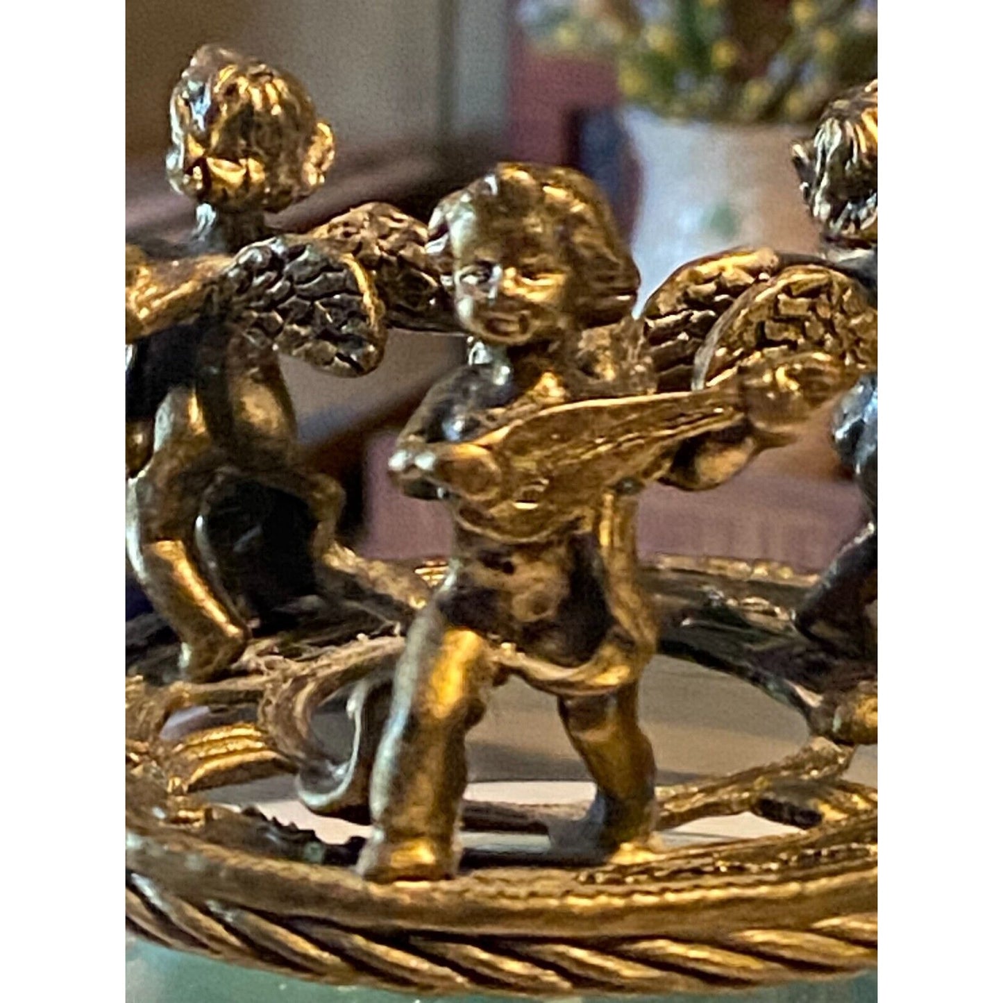Angelic Metal Three Cherub Candle Topper (Candle not included)