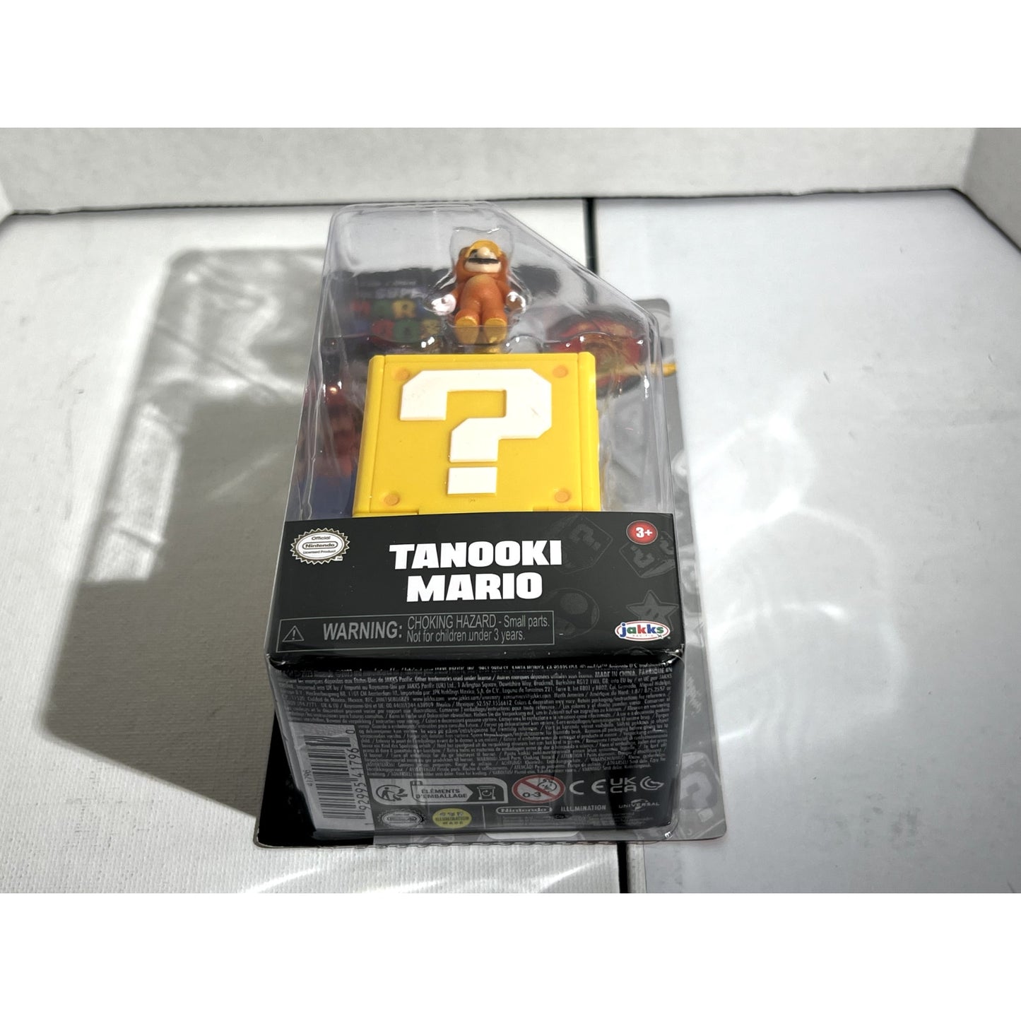 Jakks Super Mario Bros Movie Tanooki Mario Mini Figure w/ Question Block New