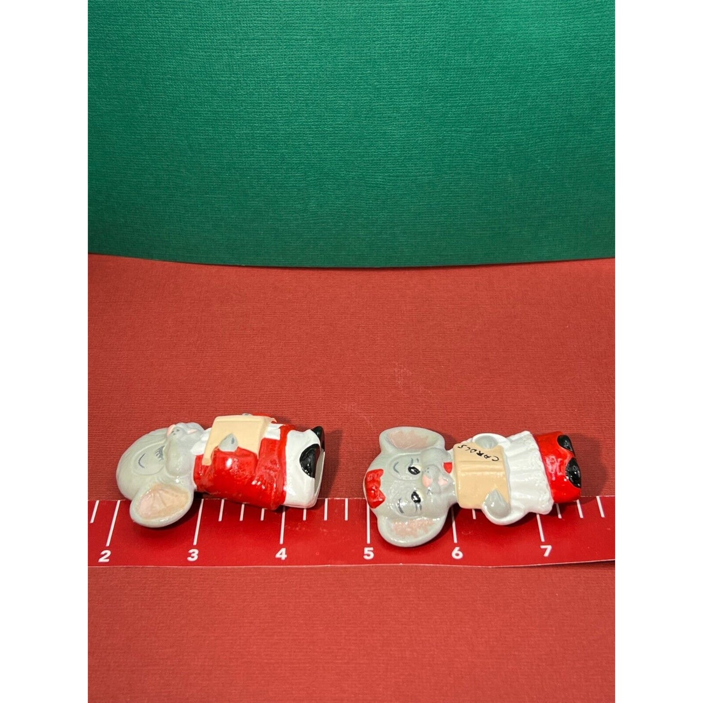 Church Mice Christmas Carolers Ceramic Vintage 2pc Set