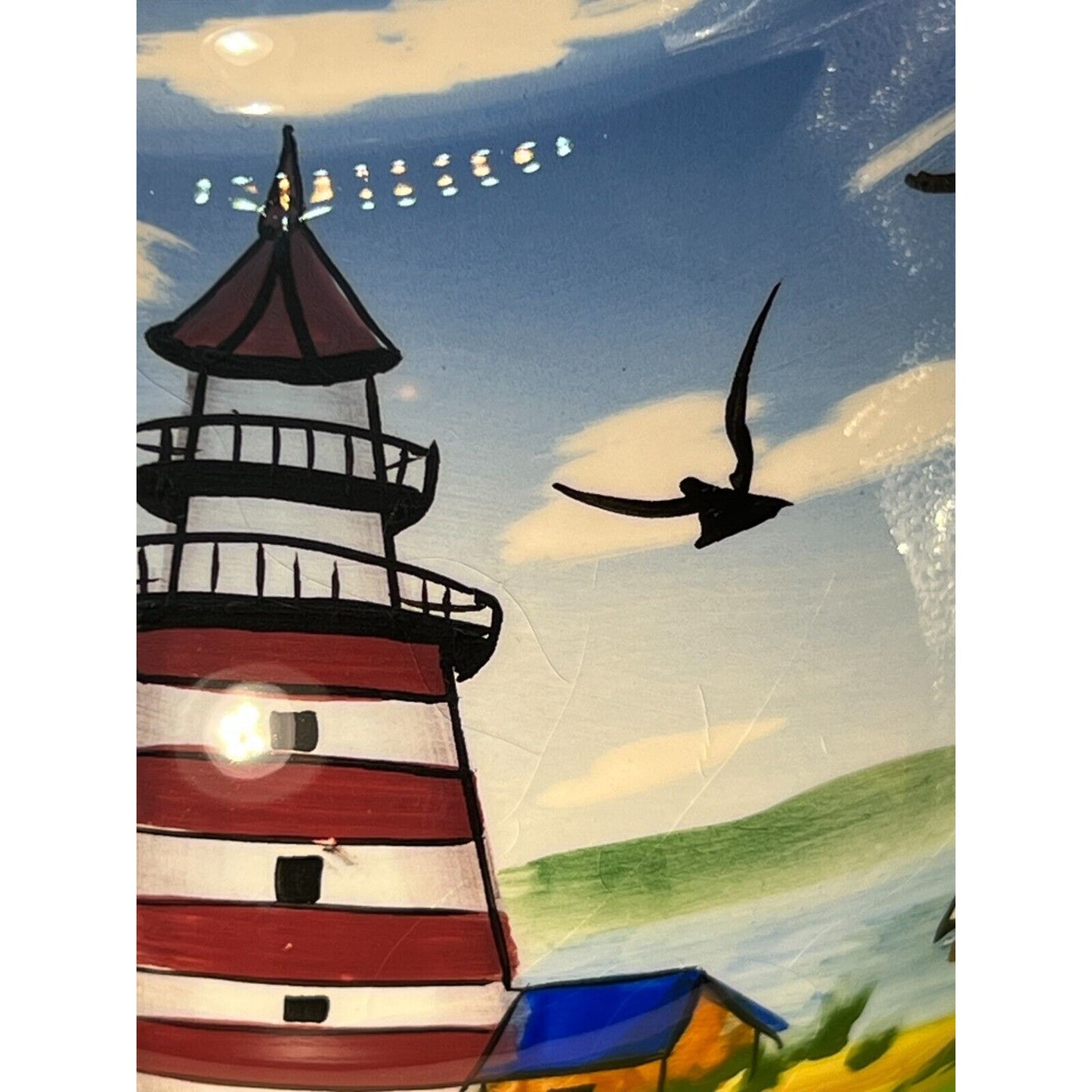 2004 TMD Nautical lighthouse & Sailboats & Seagull's Scene teapot VTG *Read Desc