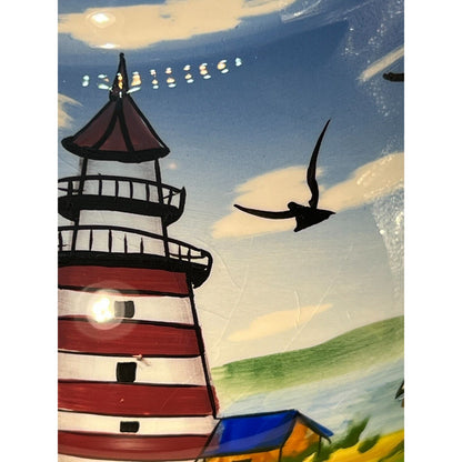 2004 TMD Nautical lighthouse & Sailboats & Seagull's Scene teapot VTG *Read Desc