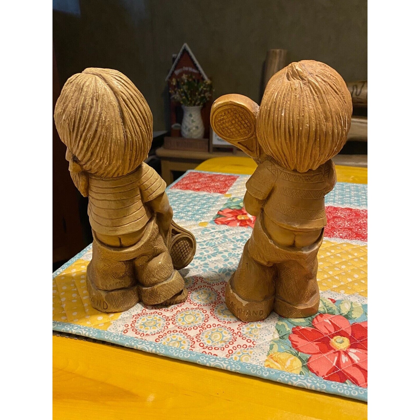 Bill Mack Fannykin Sculptures Boy Backhand & Girl Forehand 1977 Lot of 2