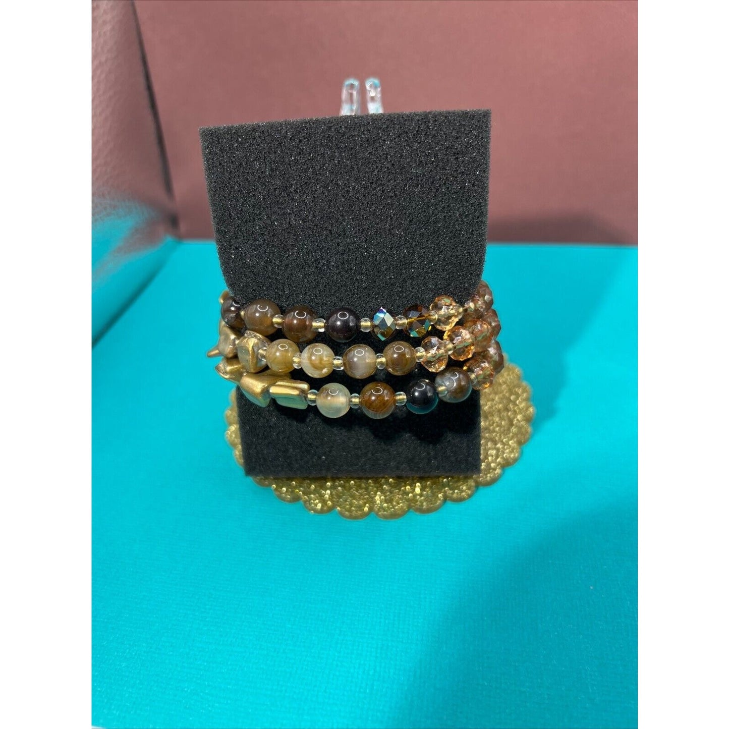 Wrap Around Bronze & Gold Beaded Bracelet