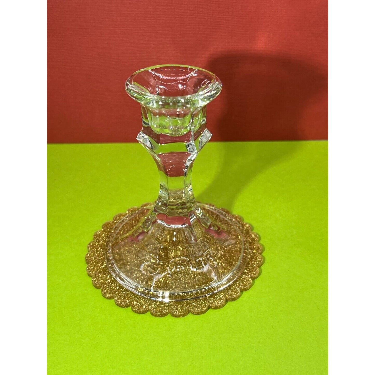 Vintage Clear Crystal Candle Stick Holder Glass 4"