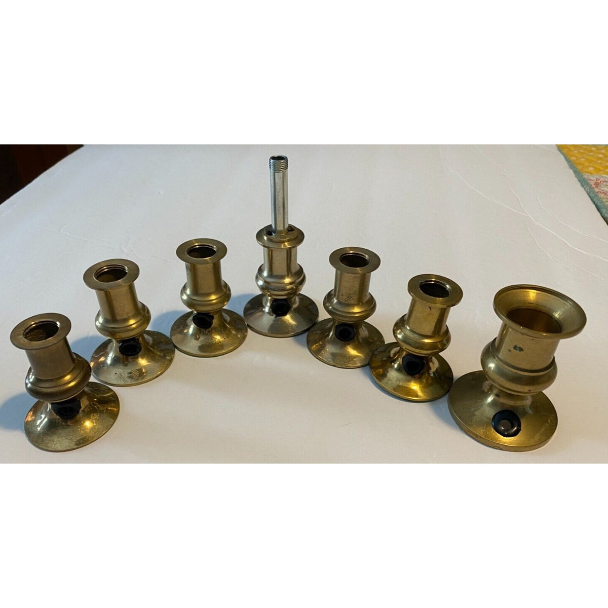 Lot of 7 Brass Candle Bases For Electric Candles (Bases only no electrical parts