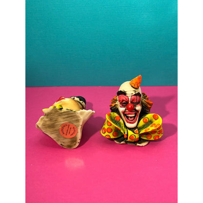 Two Vintage Artefice Ottanta Clowns Hand Painted 2½” Tall - MADE IN ITALY