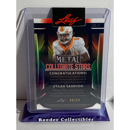 2024 Leaf Metal Collegiate Stars Dylan Sampson Auto Tennessee Volunteers 48/94