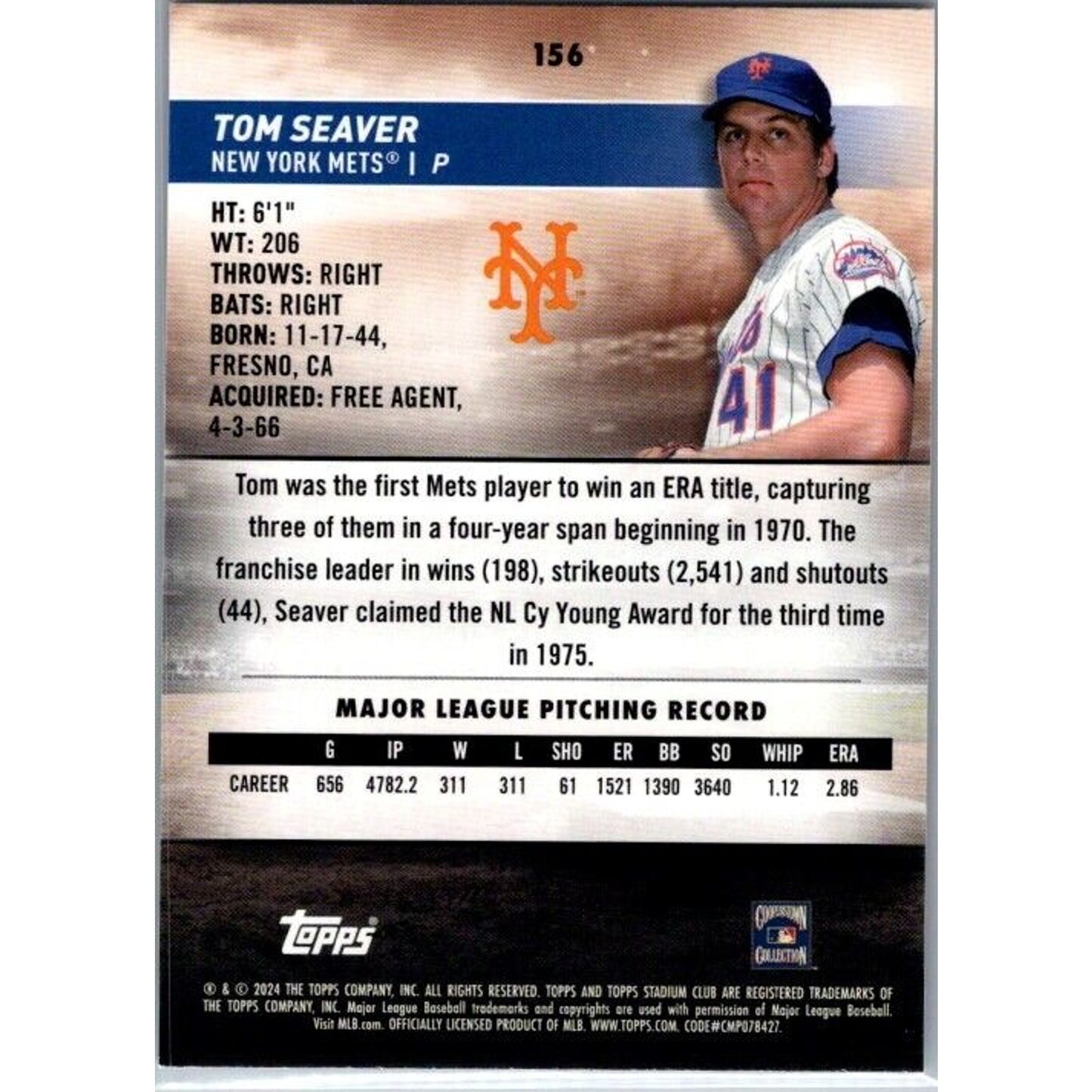 2024 Stadium Club #156 Tom Seaver New York Mets