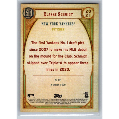 2021 Topps Gypsy Queen #195 Clarke Schmidt Rookie New York Yankees