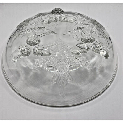 Leaves Acorns Design Glass Dish, Raised Acorn Feet, Age Unknown, pre-owned