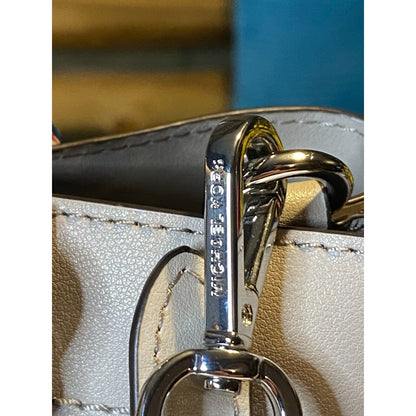 Michael Kors Eden Cement Gray Drawstring Grab Bag Leather