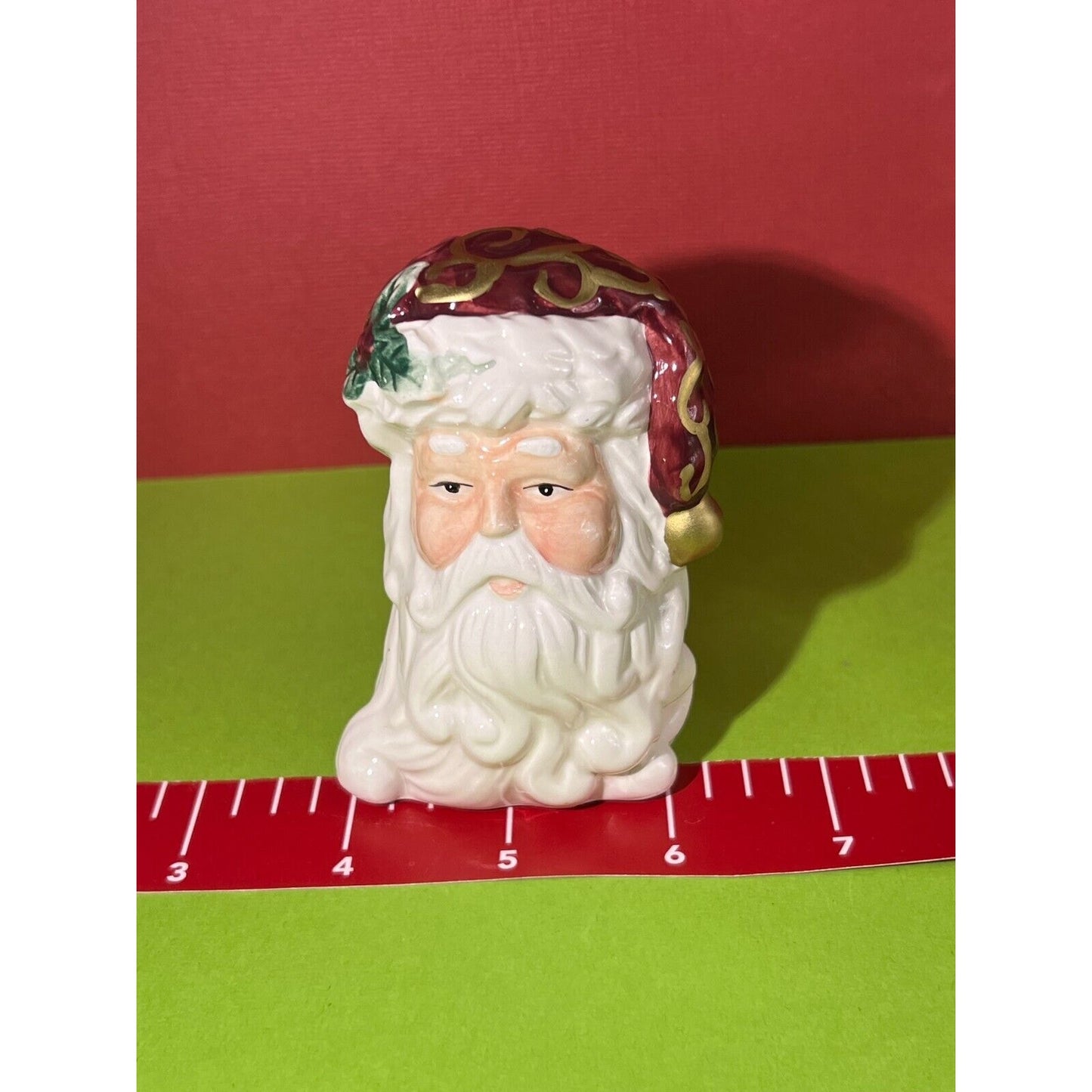 Santa Claus Face Old English Salt & Pepper Shakers Vintage